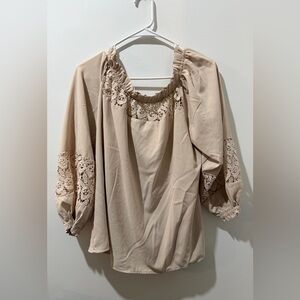 Elegant Beige Lace Women's Blouse